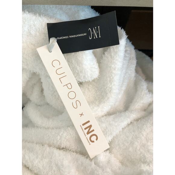 Culpos x INC Women's Open Front Hooded Long Lounge Cardigan in White - M - Picture 5 of 6